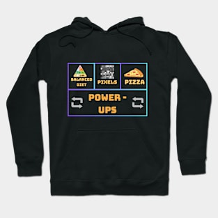 Balanced Diet: Pixels, Pizza, Power-ups." Hoodie